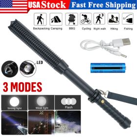 Baseball LED Flashlight Zoom Rechargeable Torch Spotlight Emergency Security Work Light 3 Lighting Modes Free Shipping Via DHLGround, Cannot Be S (Option: Black)