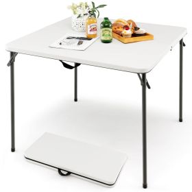 Folding Camping Table with HDPE Tabletop and Rustproof Steel Frame (Color: White)