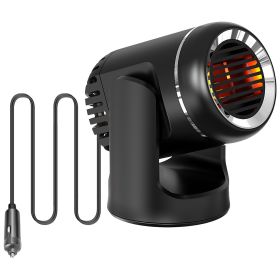 24V 160W Car Heater 2in1 Fan with 4.92ft Cord, Rotary Demister Defroster, Portable & Cooling (Color: Black, size: 12V)